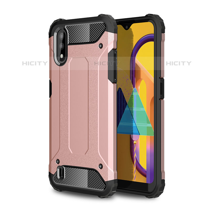 Coque Contour Silicone et Plastique Housse Etui Mat WL1 pour Samsung Galaxy M01 Or Rose Plus