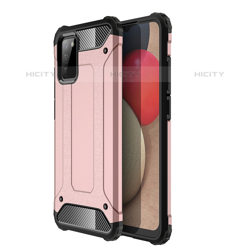 Coque Contour Silicone et Plastique Housse Etui Mat WL1 pour Samsung Galaxy M02s Or Rose Plus