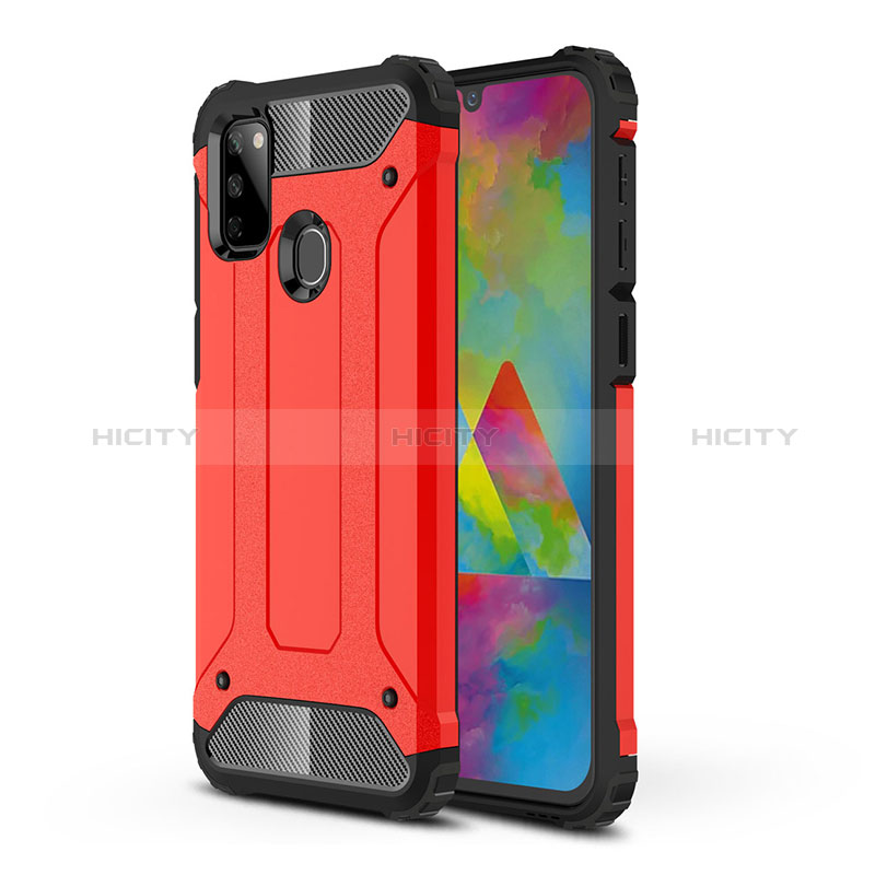 Coque Contour Silicone et Plastique Housse Etui Mat WL1 pour Samsung Galaxy M21 Rouge Plus