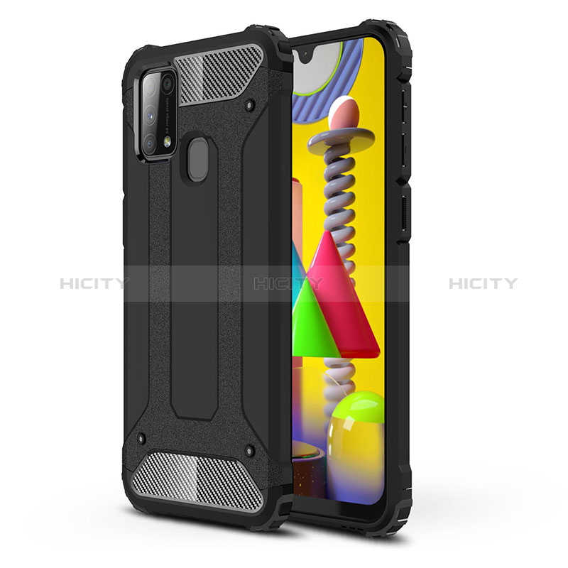 Coque Contour Silicone et Plastique Housse Etui Mat WL1 pour Samsung Galaxy M21s Noir Plus