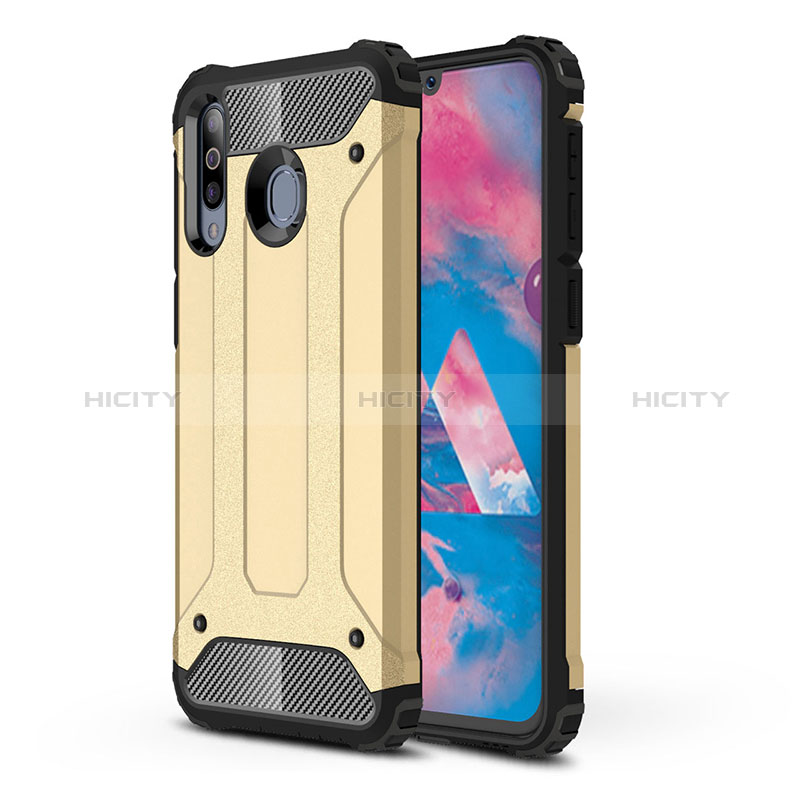 Coque Contour Silicone et Plastique Housse Etui Mat WL1 pour Samsung Galaxy M30 Or Plus