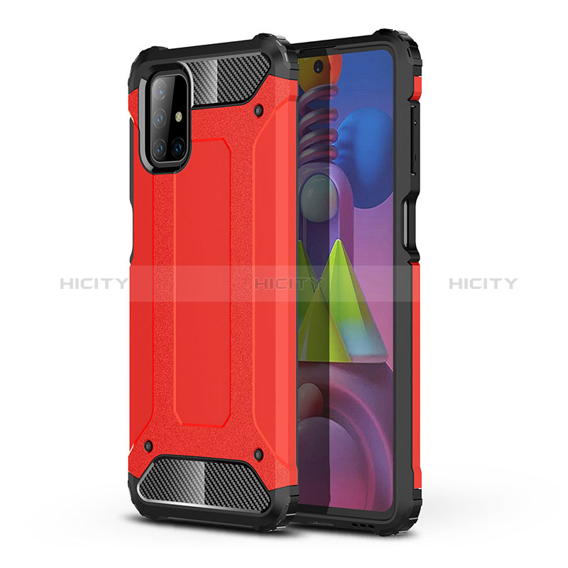 Coque Contour Silicone et Plastique Housse Etui Mat WL1 pour Samsung Galaxy M51 Rouge Plus