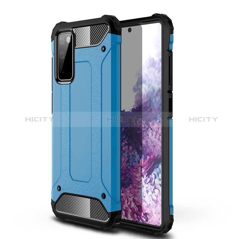 Coque Contour Silicone et Plastique Housse Etui Mat WL1 pour Samsung Galaxy S20 FE (2022) 5G Bleu Plus