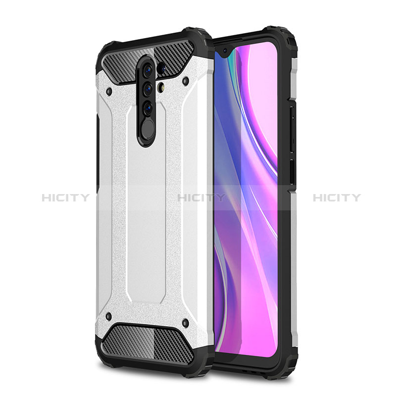 Coque Contour Silicone et Plastique Housse Etui Mat WL1 pour Xiaomi Poco M2 Argent Plus