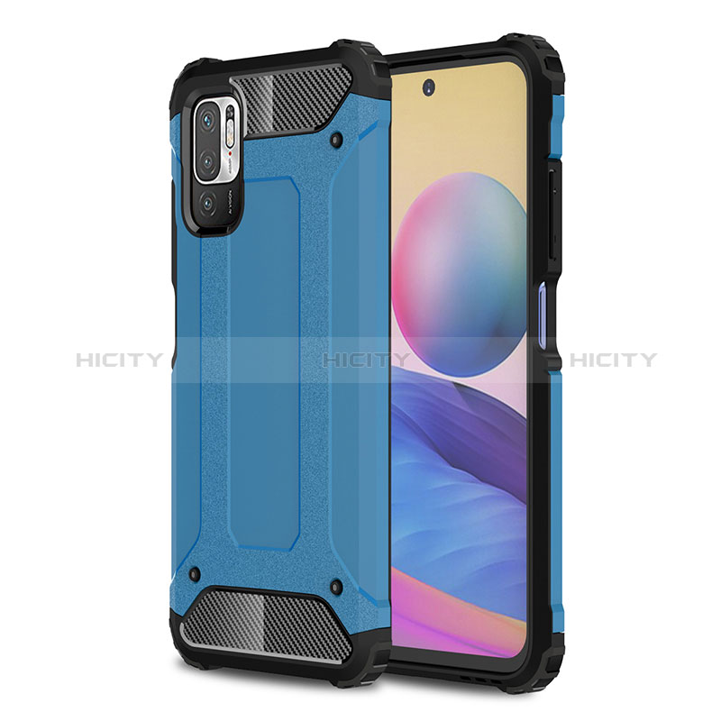 Coque Contour Silicone et Plastique Housse Etui Mat WL1 pour Xiaomi POCO M3 Pro 5G Bleu Plus