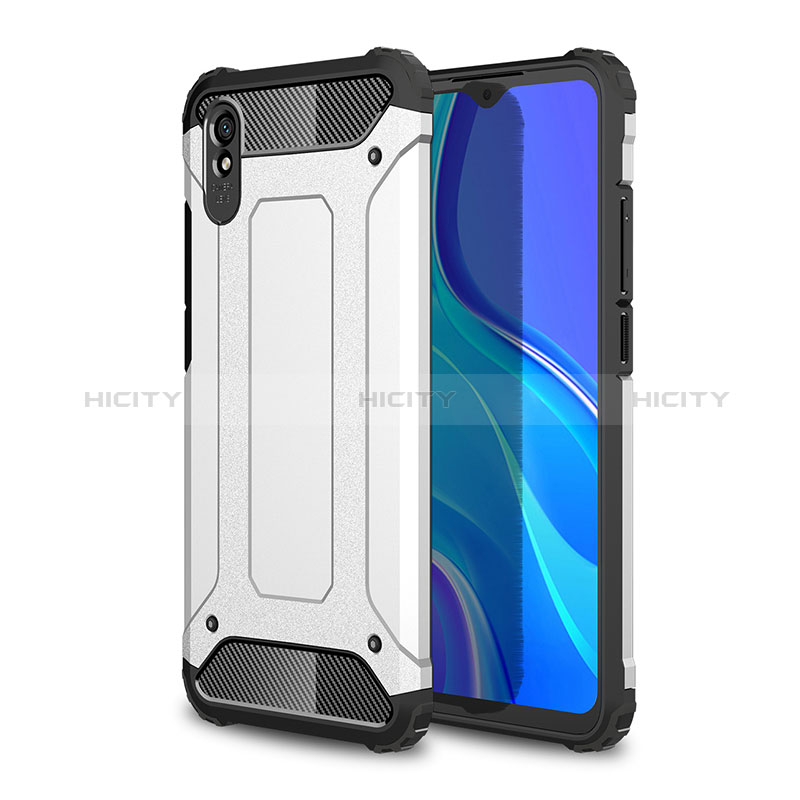 Coque Contour Silicone et Plastique Housse Etui Mat WL1 pour Xiaomi Redmi 9A Argent Plus