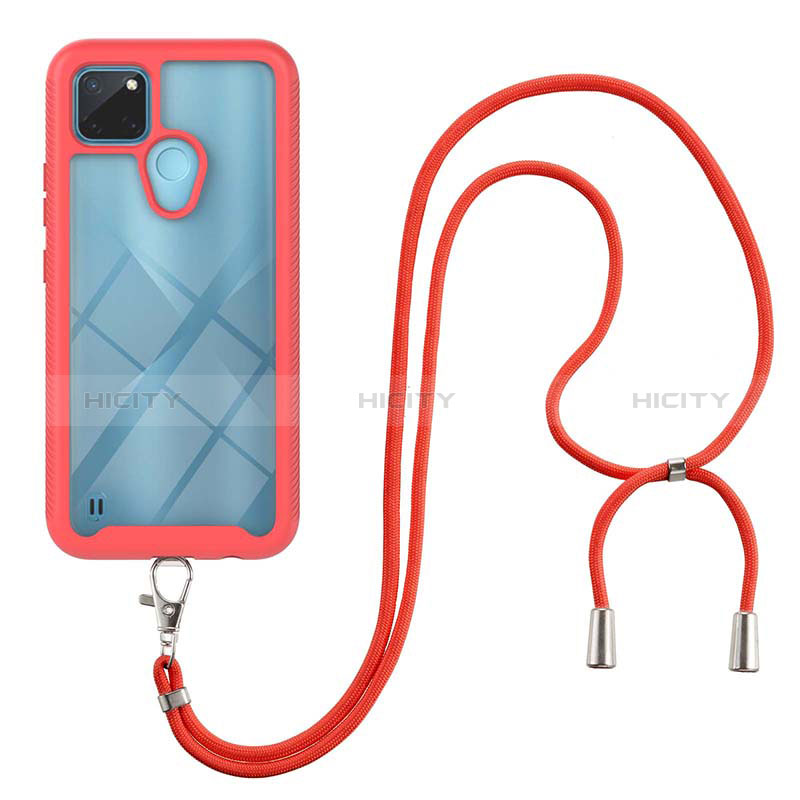 Coque Contour Silicone et Plastique Housse Etui Protection Integrale 360 Degres avec Laniere Strap pour Realme C21Y Plus