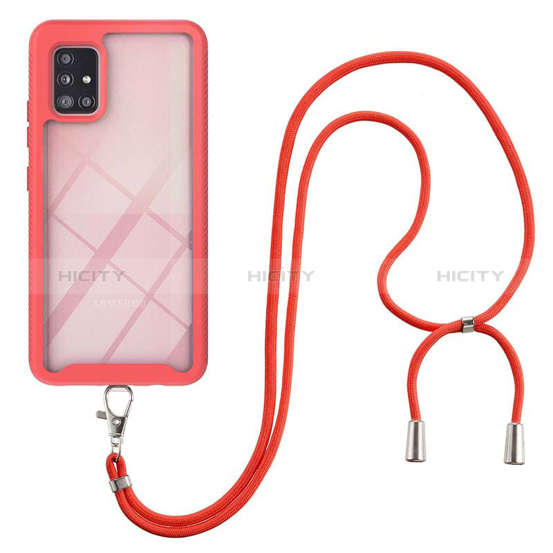 Coque Contour Silicone et Plastique Housse Etui Protection Integrale 360 Degres avec Laniere Strap pour Samsung Galaxy A51 4G Plus