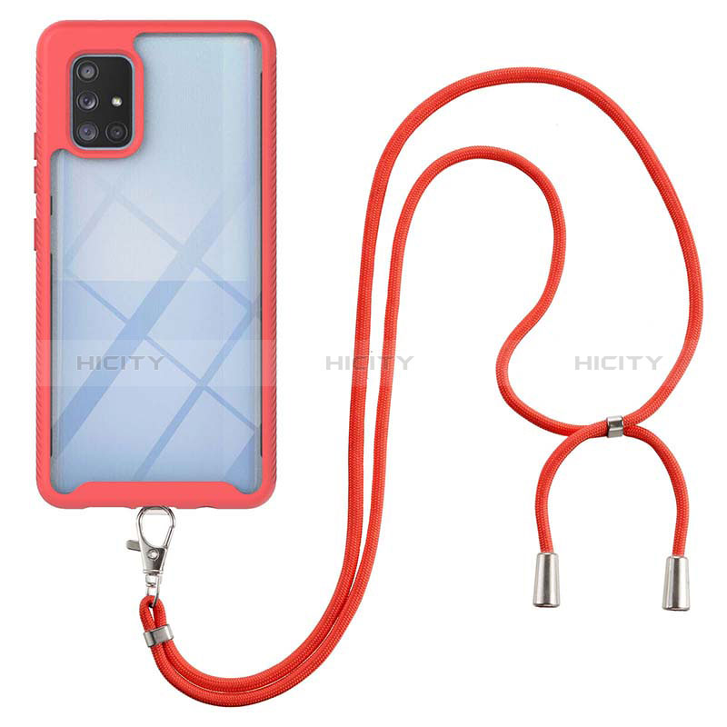 Coque Contour Silicone et Plastique Housse Etui Protection Integrale 360 Degres avec Laniere Strap pour Samsung Galaxy A71 4G A715 Plus