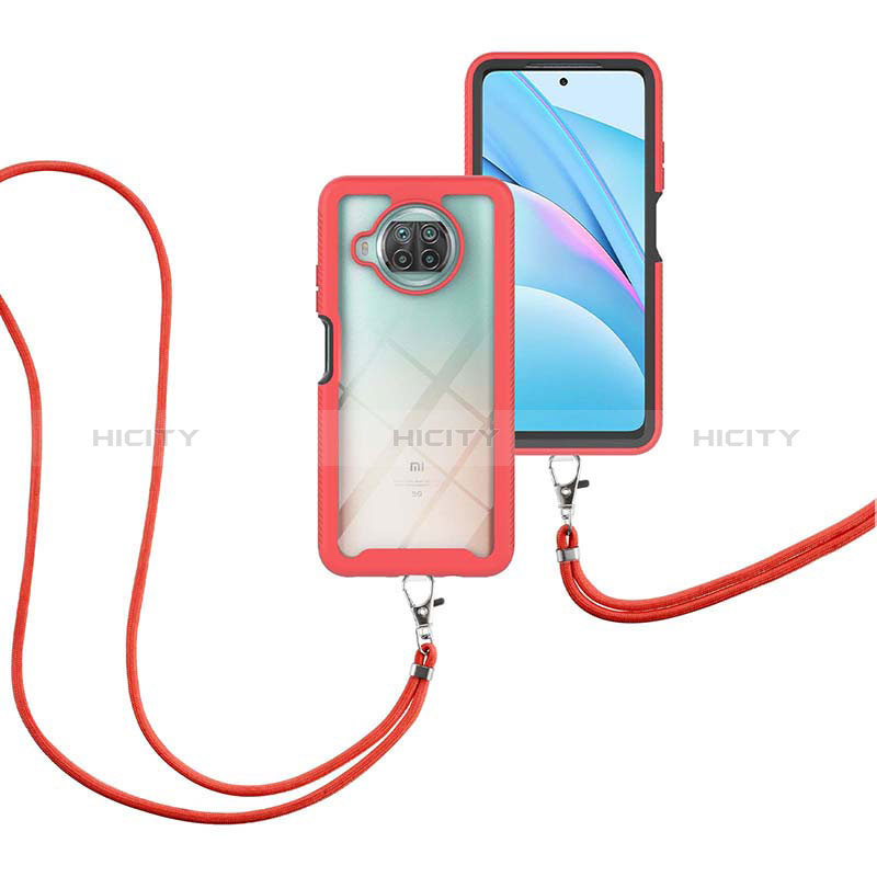 Coque Contour Silicone et Plastique Housse Etui Protection Integrale 360 Degres avec Laniere Strap pour Xiaomi Mi 10i 5G Rouge Plus
