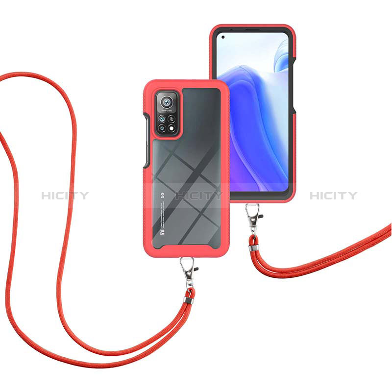 Coque Contour Silicone et Plastique Housse Etui Protection Integrale 360 Degres avec Laniere Strap pour Xiaomi Mi 10T Pro 5G Plus