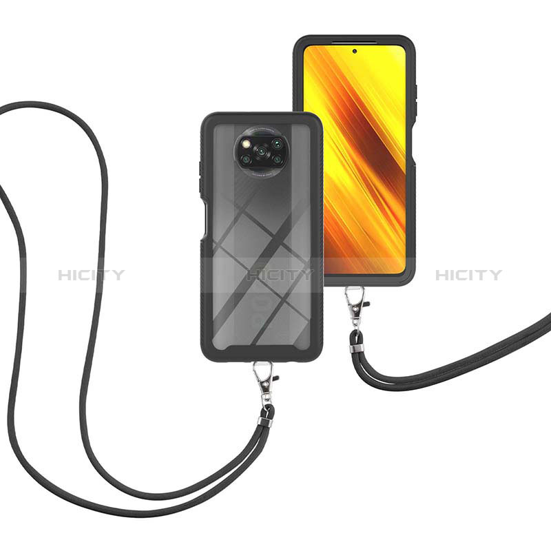 Coque Contour Silicone et Plastique Housse Etui Protection Integrale 360 Degres avec Laniere Strap pour Xiaomi Poco X3 Pro Plus