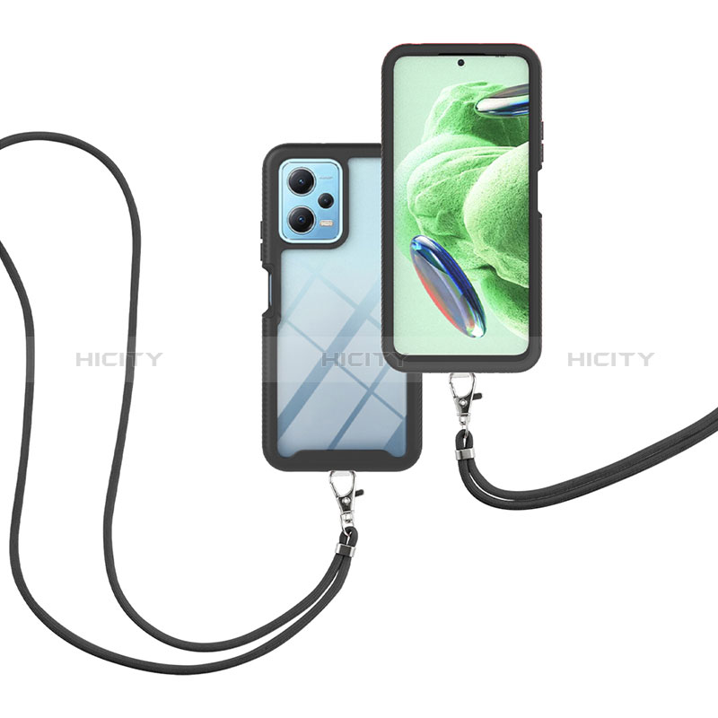 Coque Contour Silicone et Plastique Housse Etui Protection Integrale 360 Degres avec Laniere Strap pour Xiaomi Poco X5 5G Plus
