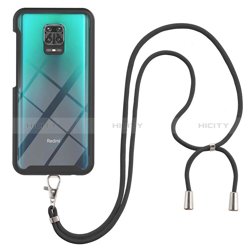 Coque Contour Silicone et Plastique Housse Etui Protection Integrale 360 Degres avec Laniere Strap pour Xiaomi Redmi Note 9 Pro Max Plus