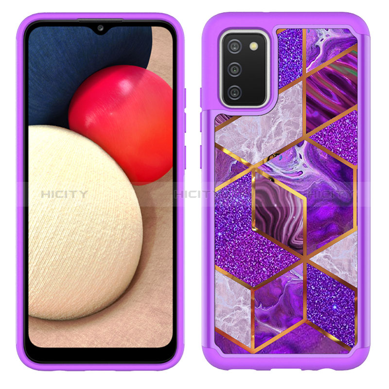 Coque Contour Silicone et Plastique Housse Etui Protection Integrale 360 Degres JX1 pour Samsung Galaxy A02s Violet Plus