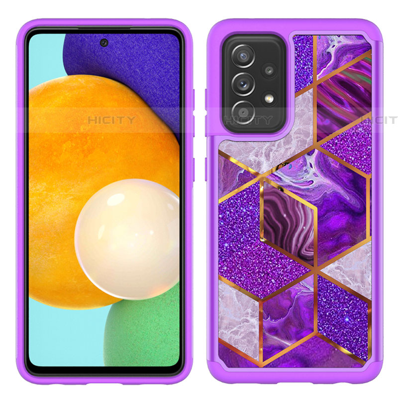 Coque Contour Silicone et Plastique Housse Etui Protection Integrale 360 Degres JX1 pour Samsung Galaxy A52 4G Violet Plus