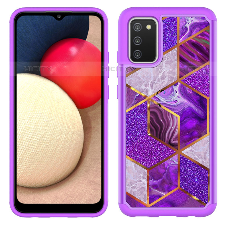 Coque Contour Silicone et Plastique Housse Etui Protection Integrale 360 Degres JX1 pour Samsung Galaxy M02s Violet Plus