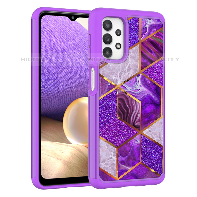 Coque Contour Silicone et Plastique Housse Etui Protection Integrale 360 Degres JX1 pour Samsung Galaxy M32 5G Violet Plus