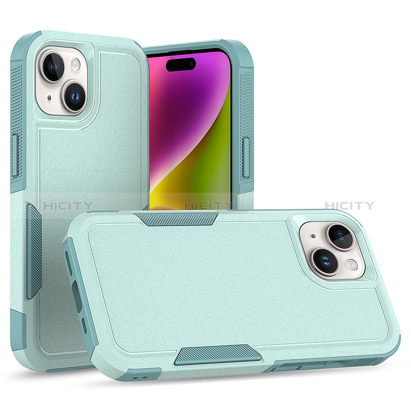 Coque Contour Silicone et Plastique Housse Etui Protection Integrale 360 Degres MQ1 pour Apple iPhone 13 Cyan Plus