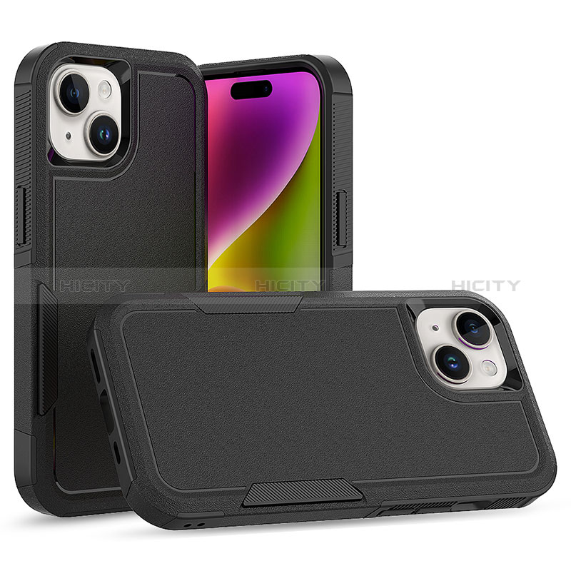 Coque Contour Silicone et Plastique Housse Etui Protection Integrale 360 Degres MQ1 pour Apple iPhone 15 Noir Plus