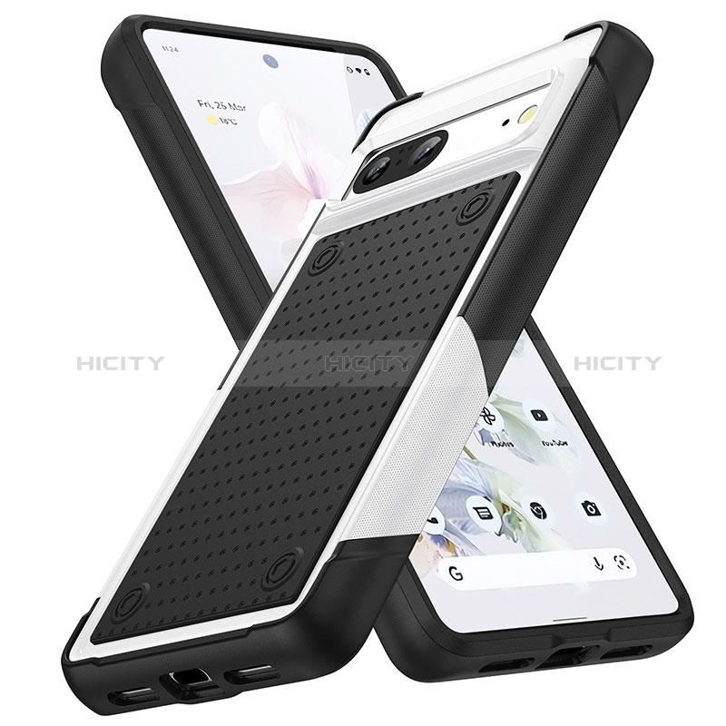 Coque Contour Silicone et Plastique Housse Etui Protection Integrale 360 Degres MQ1 pour Google Pixel 7 5G Blanc Plus