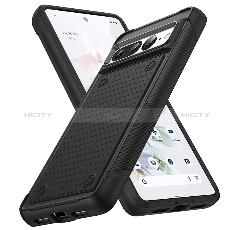 Coque Contour Silicone et Plastique Housse Etui Protection Integrale 360 Degres MQ1 pour Google Pixel 7 Pro 5G Noir Plus