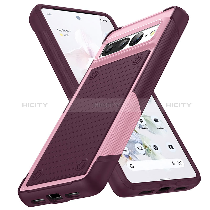 Coque Contour Silicone et Plastique Housse Etui Protection Integrale 360 Degres MQ1 pour Google Pixel 7 Pro 5G Violet Plus