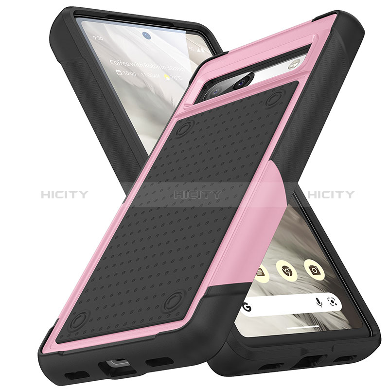 Coque Contour Silicone et Plastique Housse Etui Protection Integrale 360 Degres MQ1 pour Google Pixel 7a 5G Rose Plus