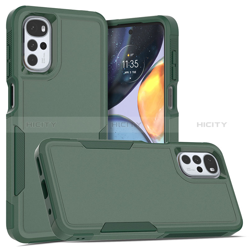 Coque Contour Silicone et Plastique Housse Etui Protection Integrale 360 Degres MQ1 pour Motorola Moto G22 Vert Nuit Plus