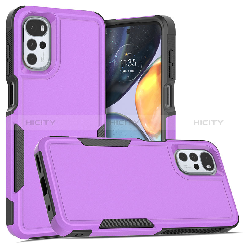 Coque Contour Silicone et Plastique Housse Etui Protection Integrale 360 Degres MQ1 pour Motorola Moto G22 Violet Plus