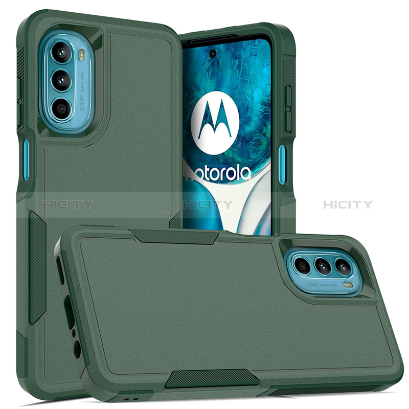 Coque Contour Silicone et Plastique Housse Etui Protection Integrale 360 Degres MQ1 pour Motorola MOTO G52 Vert Nuit Plus