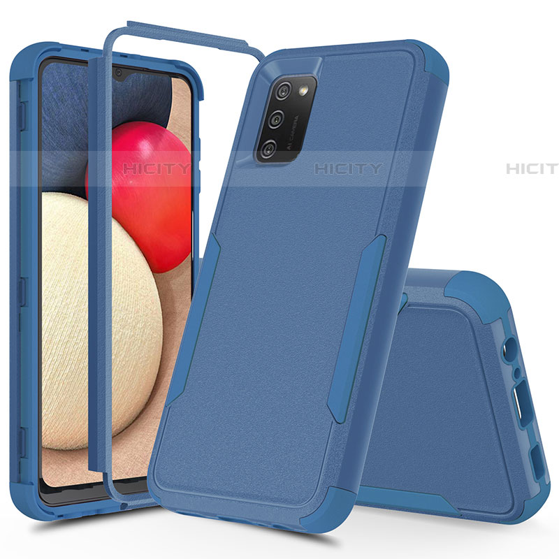 Coque Contour Silicone et Plastique Housse Etui Protection Integrale 360 Degres MQ1 pour Samsung Galaxy A03s Bleu Plus