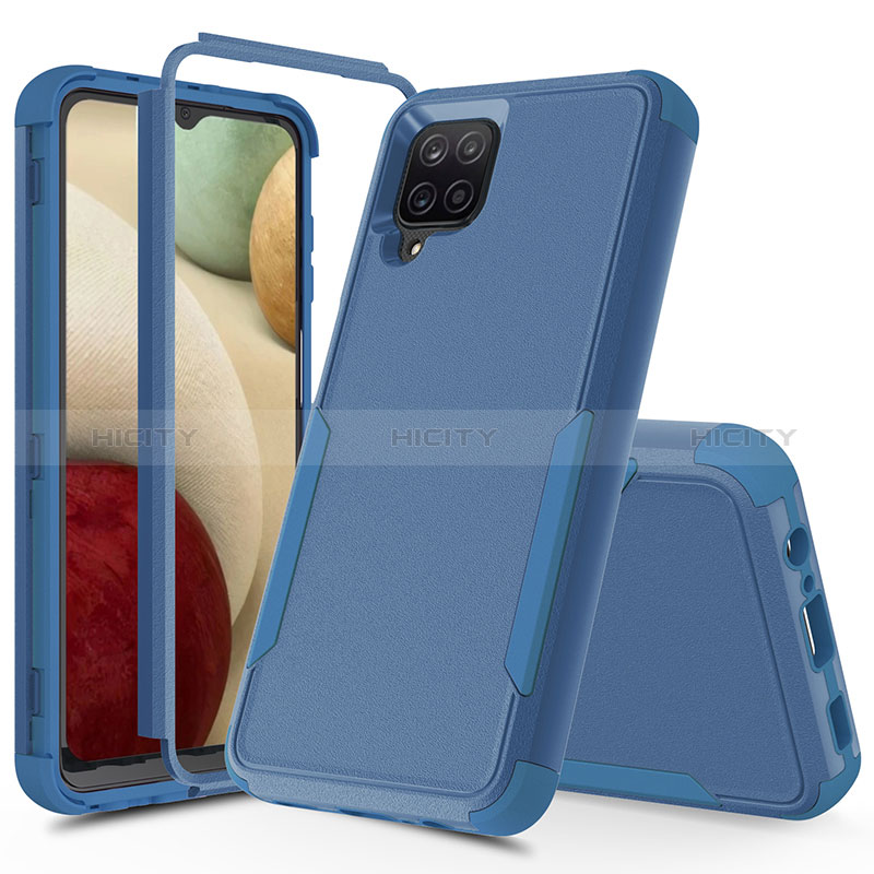 Coque Contour Silicone et Plastique Housse Etui Protection Integrale 360 Degres MQ1 pour Samsung Galaxy A12 5G Bleu Plus