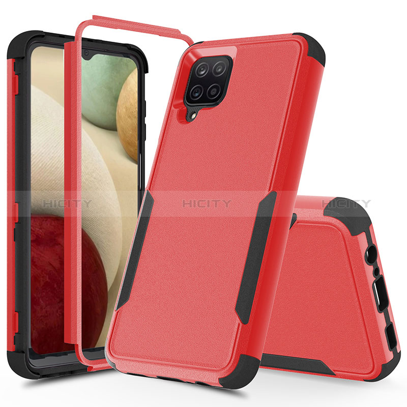 Coque Contour Silicone et Plastique Housse Etui Protection Integrale 360 Degres MQ1 pour Samsung Galaxy A12 5G Rouge Plus