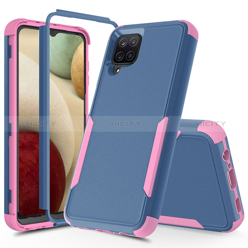 Coque Contour Silicone et Plastique Housse Etui Protection Integrale 360 Degres MQ1 pour Samsung Galaxy A12 Bleu Royal Plus