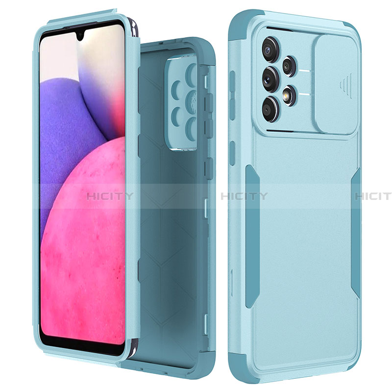 Coque Contour Silicone et Plastique Housse Etui Protection Integrale 360 Degres MQ1 pour Samsung Galaxy A33 5G Bleu Clair Plus