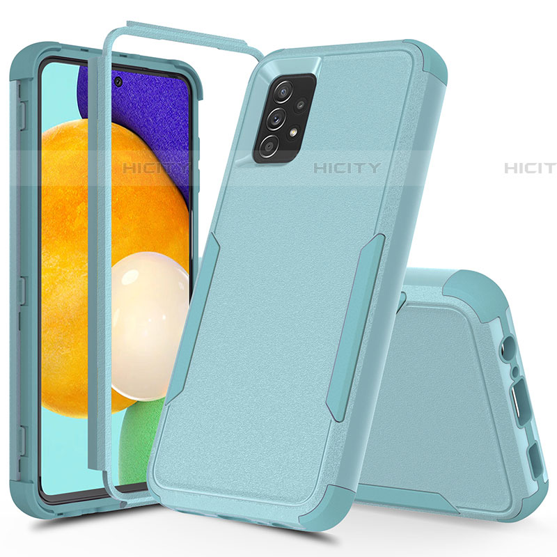 Coque Contour Silicone et Plastique Housse Etui Protection Integrale 360 Degres MQ1 pour Samsung Galaxy A52 4G Bleu Clair Plus