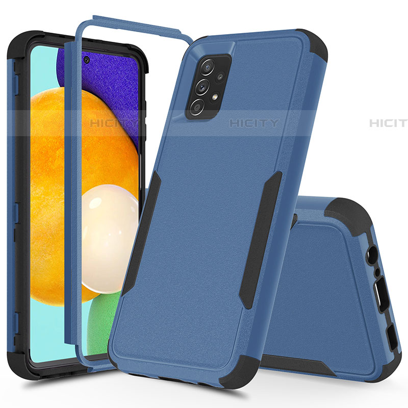 Coque Contour Silicone et Plastique Housse Etui Protection Integrale 360 Degres MQ1 pour Samsung Galaxy A52 4G Bleu et Noir Plus