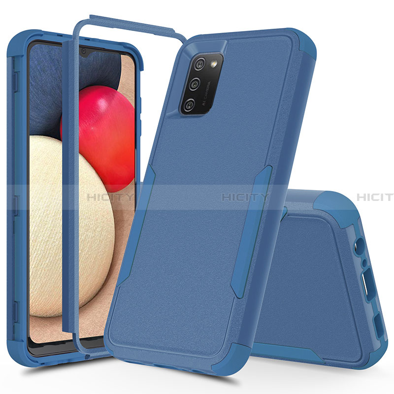 Coque Contour Silicone et Plastique Housse Etui Protection Integrale 360 Degres MQ1 pour Samsung Galaxy F02S SM-E025F Bleu Plus