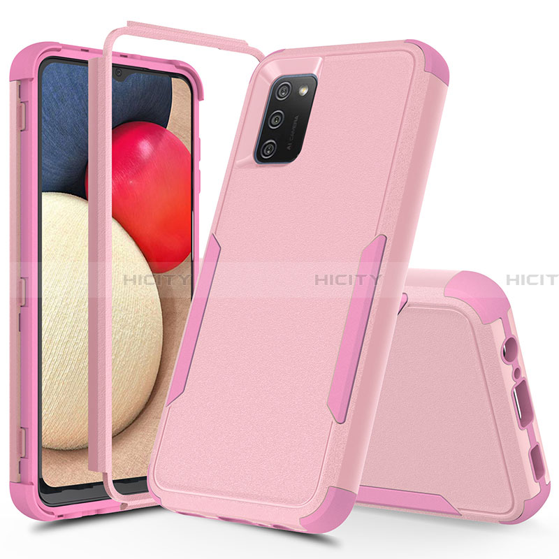 Coque Contour Silicone et Plastique Housse Etui Protection Integrale 360 Degres MQ1 pour Samsung Galaxy F02S SM-E025F Or Rose Plus