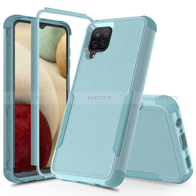 Coque Contour Silicone et Plastique Housse Etui Protection Integrale 360 Degres MQ1 pour Samsung Galaxy M12 Bleu Clair Plus