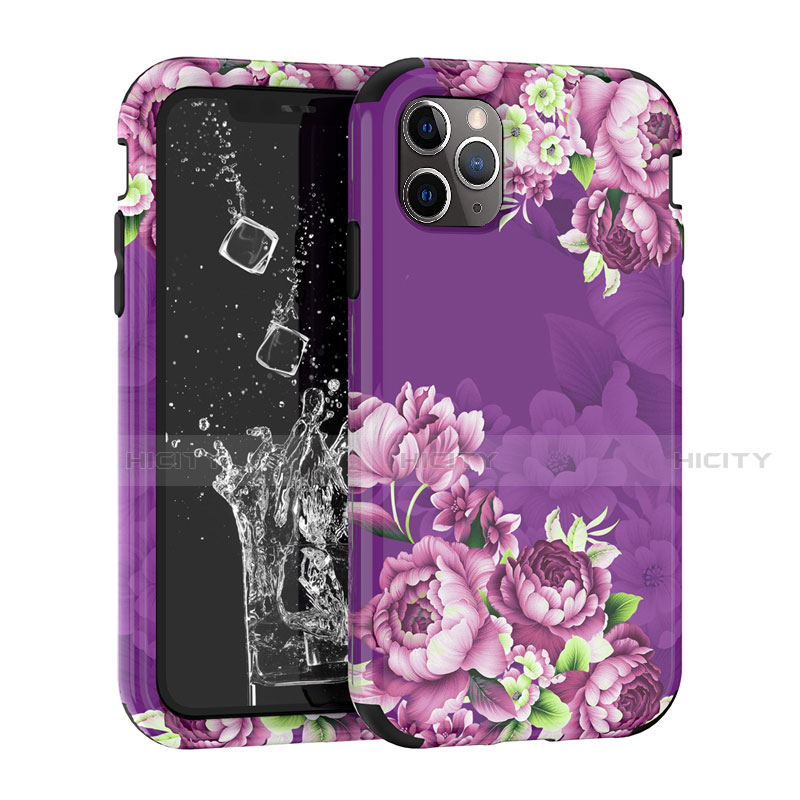 Coque Contour Silicone et Plastique Housse Etui Protection Integrale 360 Degres pour Apple iPhone 11 Pro Violet Plus