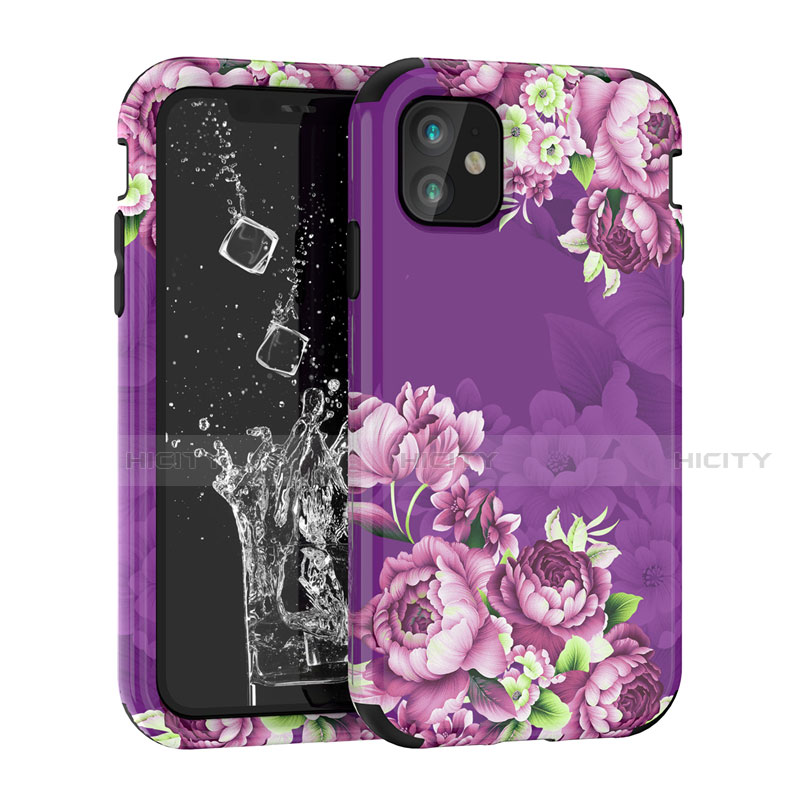 Coque Contour Silicone et Plastique Housse Etui Protection Integrale 360 Degres pour Apple iPhone 11 Violet Plus