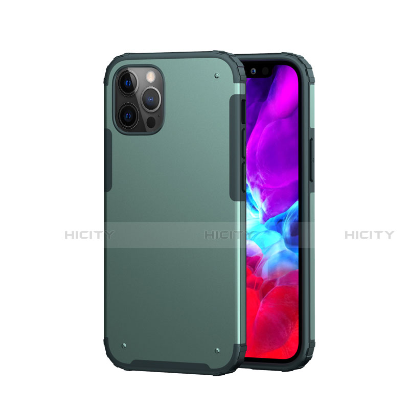 Coque Contour Silicone et Plastique Housse Etui Protection Integrale 360 Degres pour Apple iPhone 12 Pro Max Vert Nuit Plus