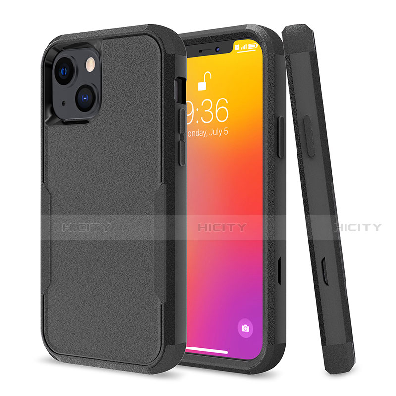 Coque Contour Silicone et Plastique Housse Etui Protection Integrale 360 Degres pour Apple iPhone 13 Mini Noir Plus