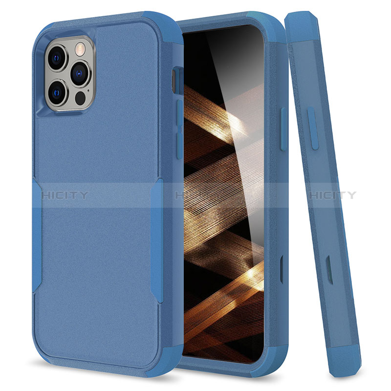 Coque Contour Silicone et Plastique Housse Etui Protection Integrale 360 Degres pour Apple iPhone 14 Pro Max Bleu Plus