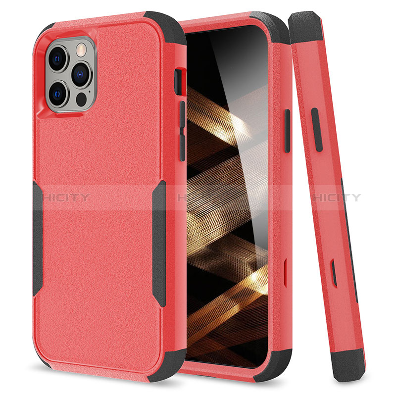 Coque Contour Silicone et Plastique Housse Etui Protection Integrale 360 Degres pour Apple iPhone 14 Pro Max Rouge Plus