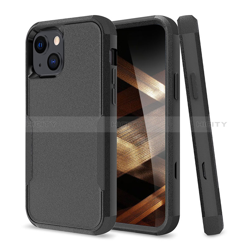 Coque Contour Silicone et Plastique Housse Etui Protection Integrale 360 Degres pour Apple iPhone 15 Plus Noir Plus