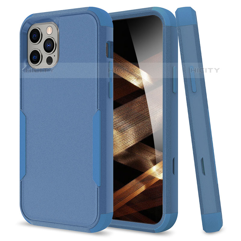 Coque Contour Silicone et Plastique Housse Etui Protection Integrale 360 Degres pour Apple iPhone 15 Pro Max Bleu Plus