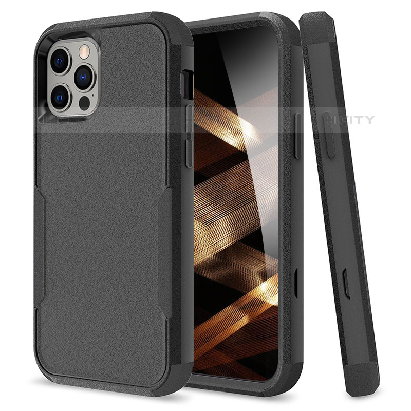 Coque Contour Silicone et Plastique Housse Etui Protection Integrale 360 Degres pour Apple iPhone 15 Pro Max Noir Plus